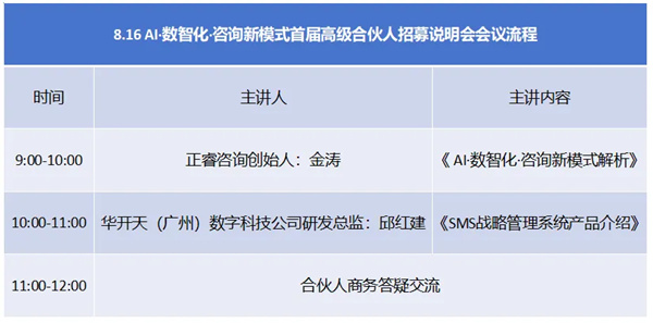 AI·數(shù)智化·咨詢新模式首屆高級合伙人招募說明會震撼來襲！